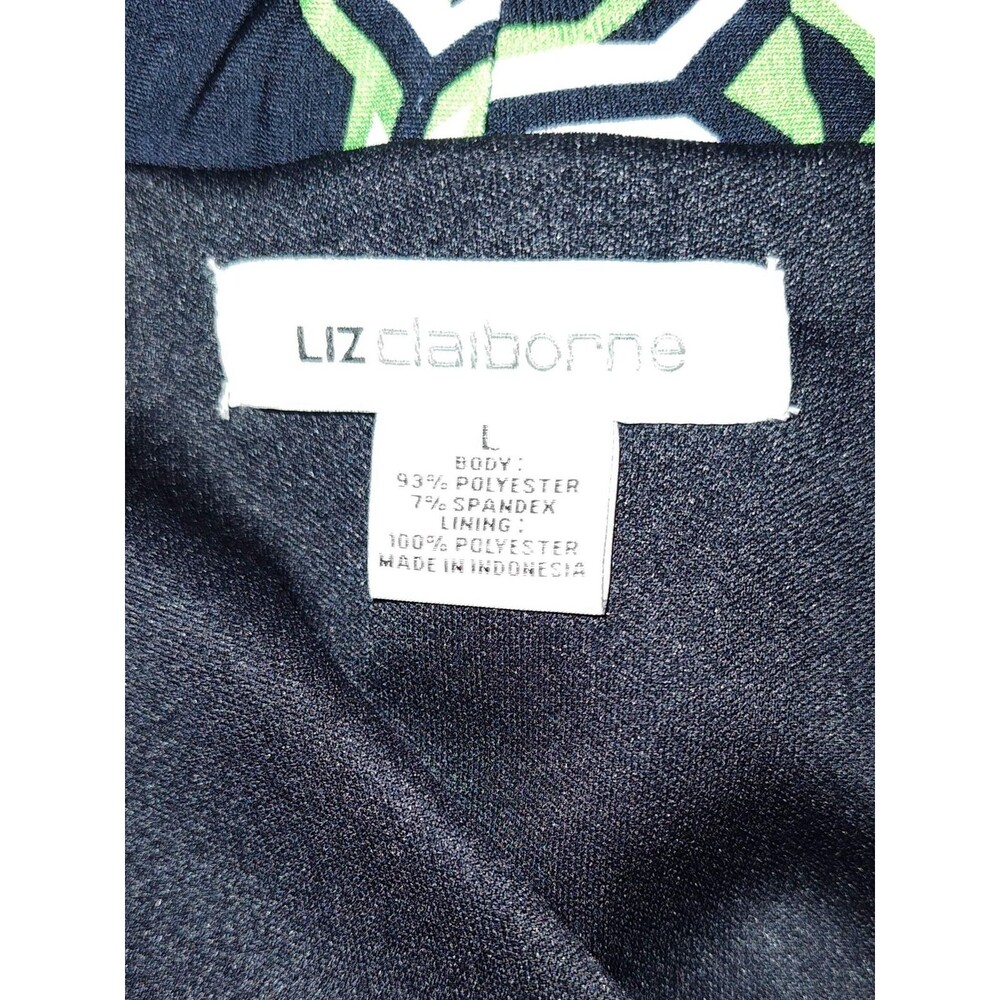Liz Claiborne Black & Green Wrap Midi Dress with Belt Tie - size L - Picture 4 of 5